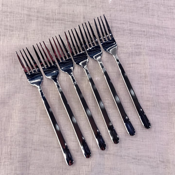 طقم شوك أكل استانلس بيد بيضاوي 6 قطع