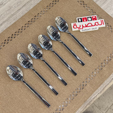 طقم 6 ملاعق حلو استانلس فضي