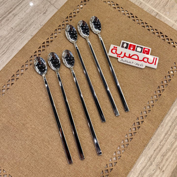 طقم 6 ملاعق كوكتيل استانلس فضي