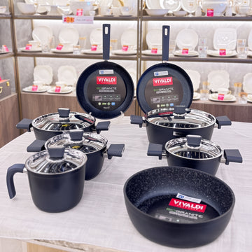 فيفالدي طقم حلل جرانيت 13 قطعة رمادي تركي