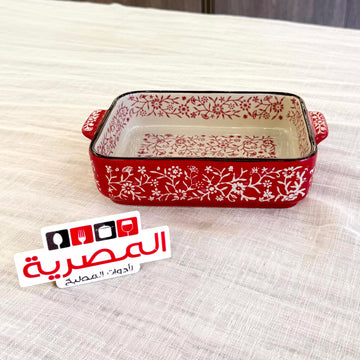 داني هوم طاجن بورسلين مستطيل ورد أحمر صغير 21 سم