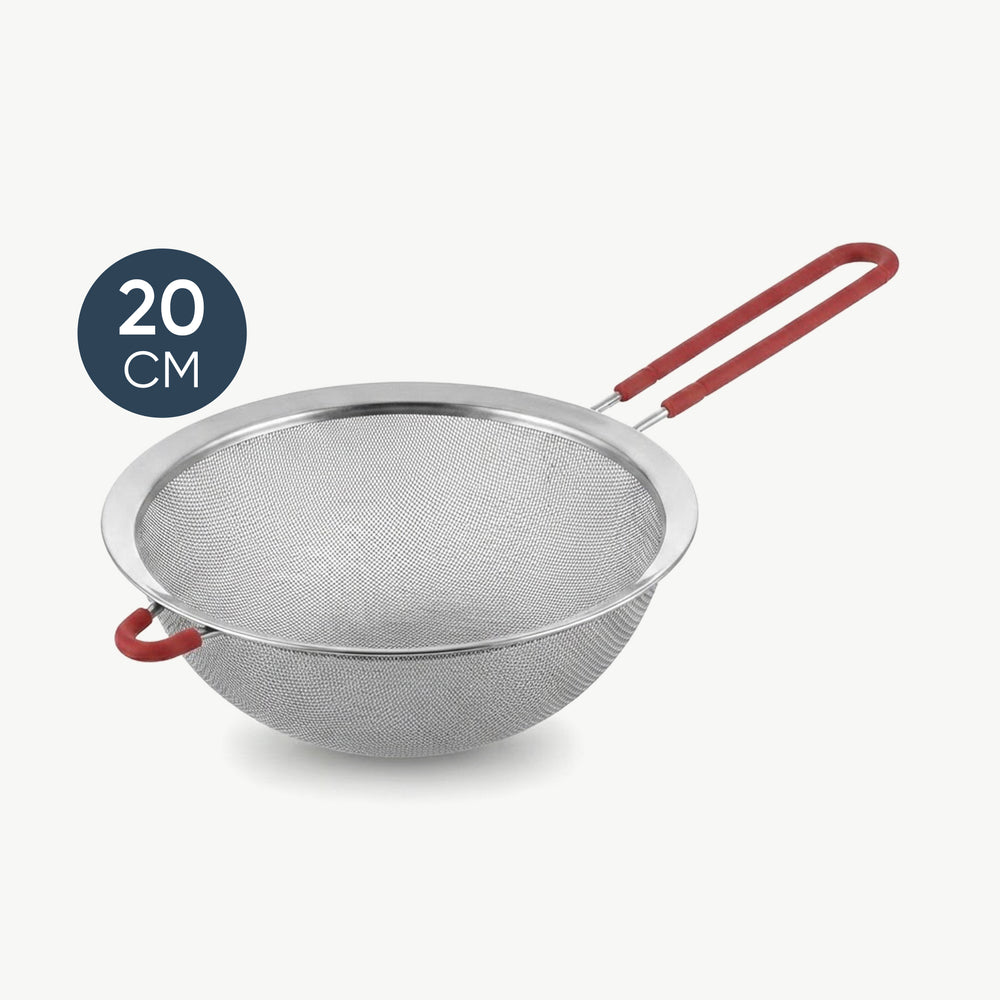 مصفاة استانلس بيد سيليكون حمراء 20 سم