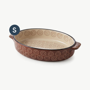 طاجن بورسلين حفر بني بيضاوي صغير
