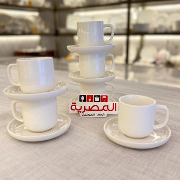 داني هوم طقم قهوة بالطبق بورسلين مدور 12 قطعة أبيض