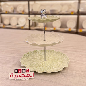 شيالة حلويات بورسلين مدورة 3 دور بحامل باندا