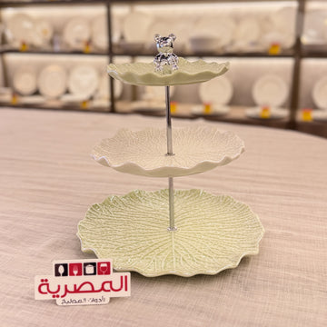 شيالة حلويات بورسلين مدورة 3 دور بحامل باندا