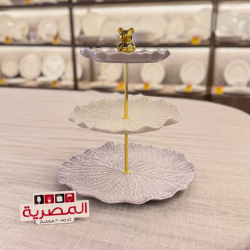 شيالة حلويات بورسلين مدورة 3 دور بحامل باندا