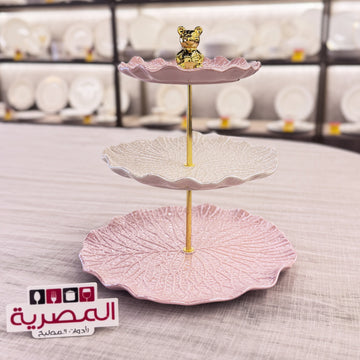 شيالة حلويات بورسلين مدورة 3 دور بحامل باندا
