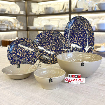هومي بلس طقم عشاء ميلامين أزرق نقشة ورد 26 قطعة