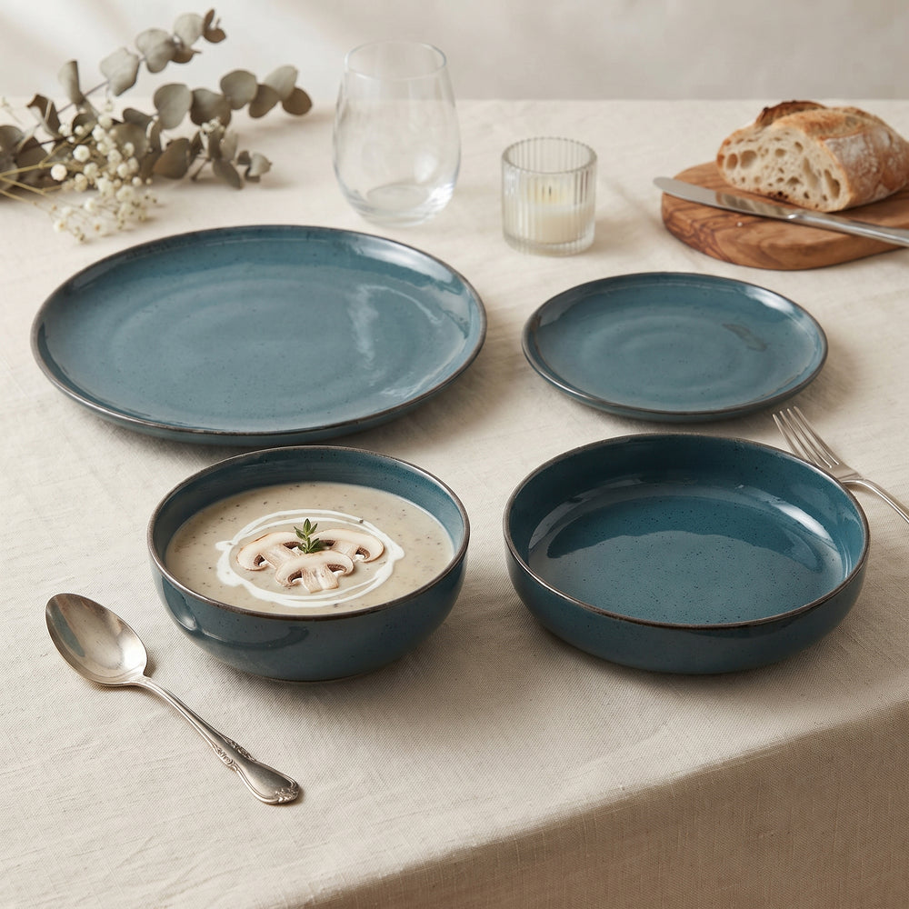 تولو طقم عشاء بورسلين 24 قطعة جنزاري لامع تركي