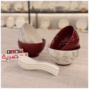 طقم بولات بورسلين بالملعقة 8 قطعة