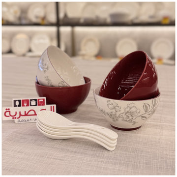 طقم بولات بورسلين بالملعقة 8 قطعة