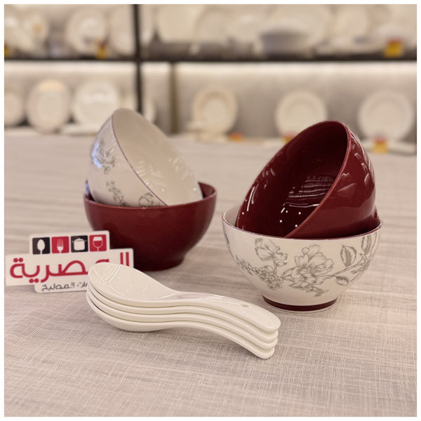 طقم بولات بورسلين بالملعقة 8 قطعة