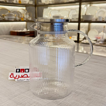 داني هوم دورق زجاج مضلع بغطاء استانلس 1.65 لتر