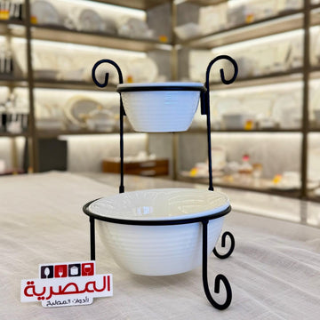 داني هوم استاند بولات سلطة بورسلين أبيض 2 دور بحامل معدن