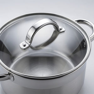 داني هوم حلة استانلس بيد استانلس وغطاء زجاج حراري 18 سم