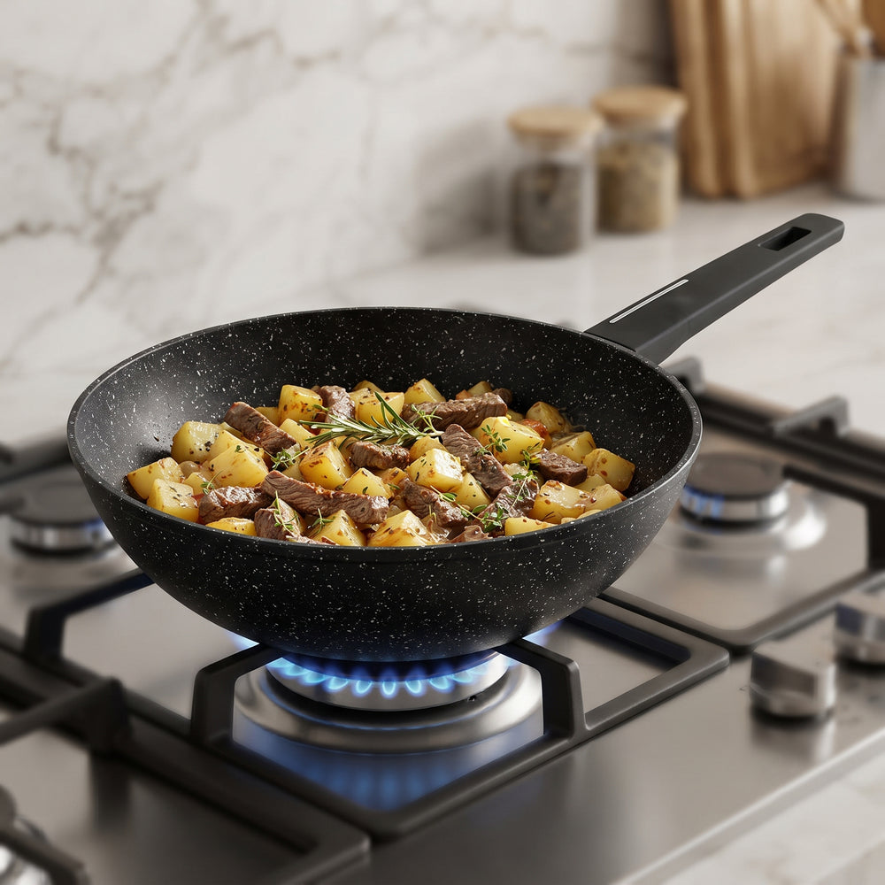 داني هوم مقلاية ووك جرانيت أسود بيد سوداء مقاس 28 سم