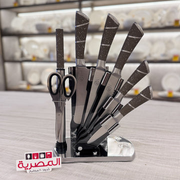 طقم سكاكين استانلس على حامل أكريليك مروحة 8 قطعة