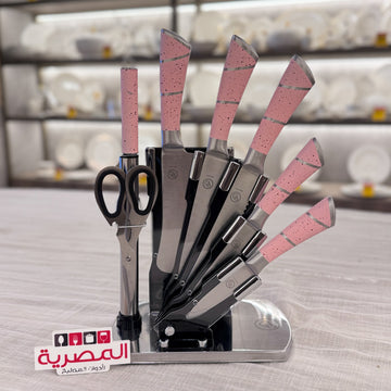 طقم سكاكين استانلس على حامل أكريليك مروحة 8 قطعة