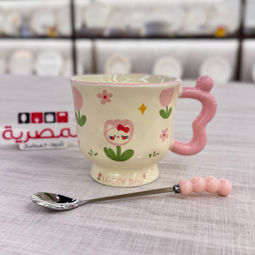 مج بورسلين بالملعقة يد بابلز رسومات بينك