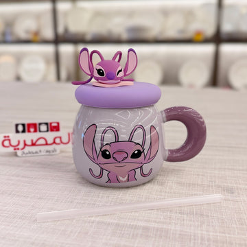 مج بورسلين ستيتش بغطاء سيليكون وشاليموه بنفسجي
