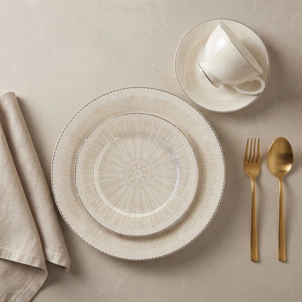 طقم سفرة بون شاينا مدور فالكون بنقشة شعاعية 60 قطعة