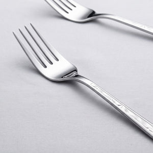 طقم 3 شوك أكل استانلس فضي مربع غصن ليزر
