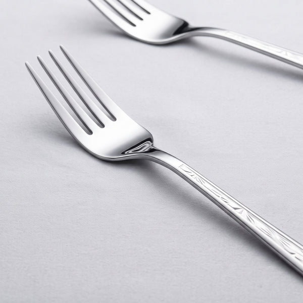 طقم 3 شوك أكل استانلس فضي مربع غصن ليزر