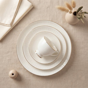 طقم سفرة بون شاينا مدور نارومي جولد سادة 113 قطعة