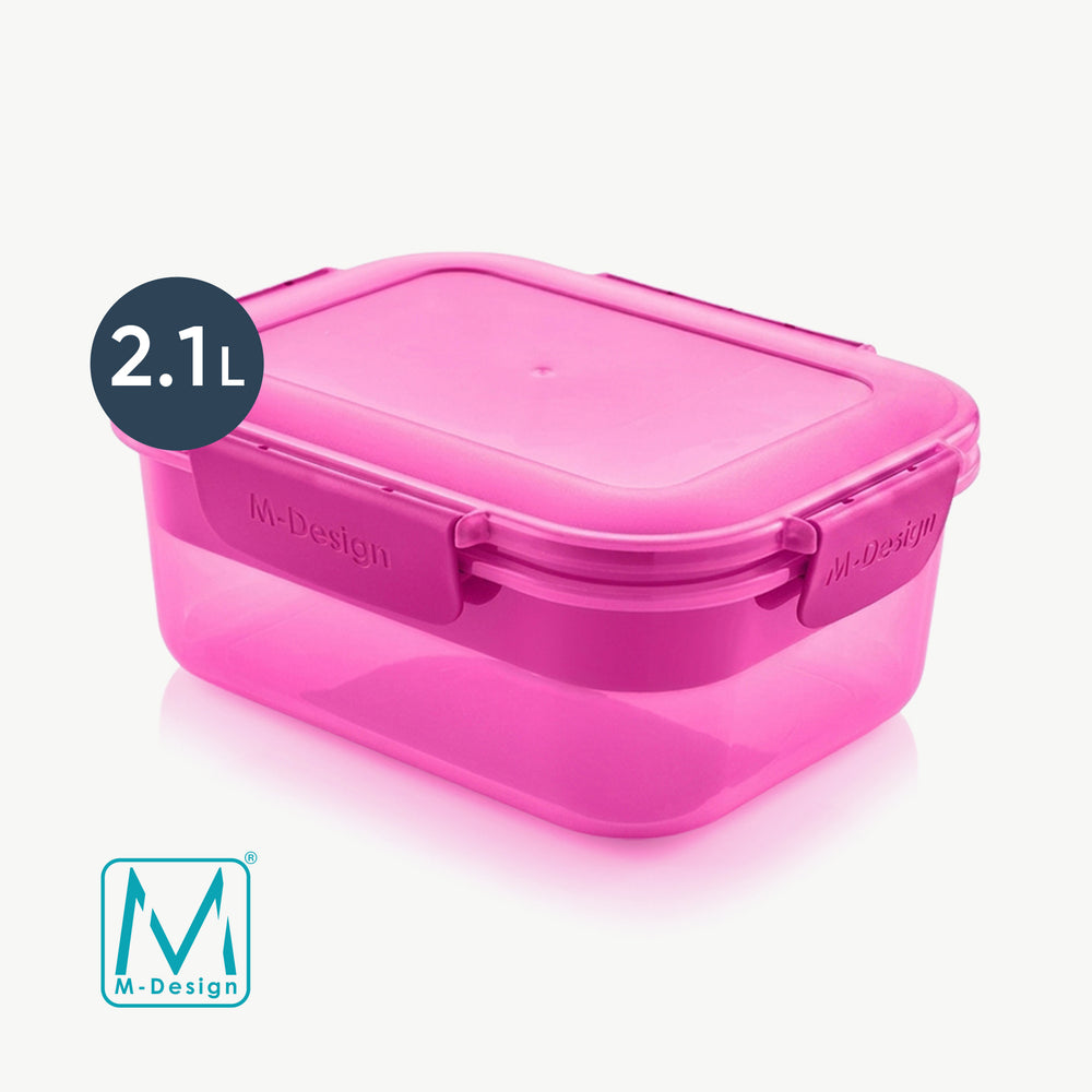 إم ديزاين لانش بوكس بلاستيك 2.1 لتر روز شفاف