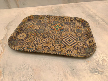 صينية تقديم بلاستيك برسمة أندلسية صغيرة 35 سم