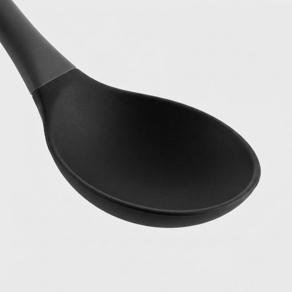 ملعقة سيليكون أسود بمقبض رمادي